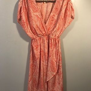 Needle & Thread knee length red white dress Small